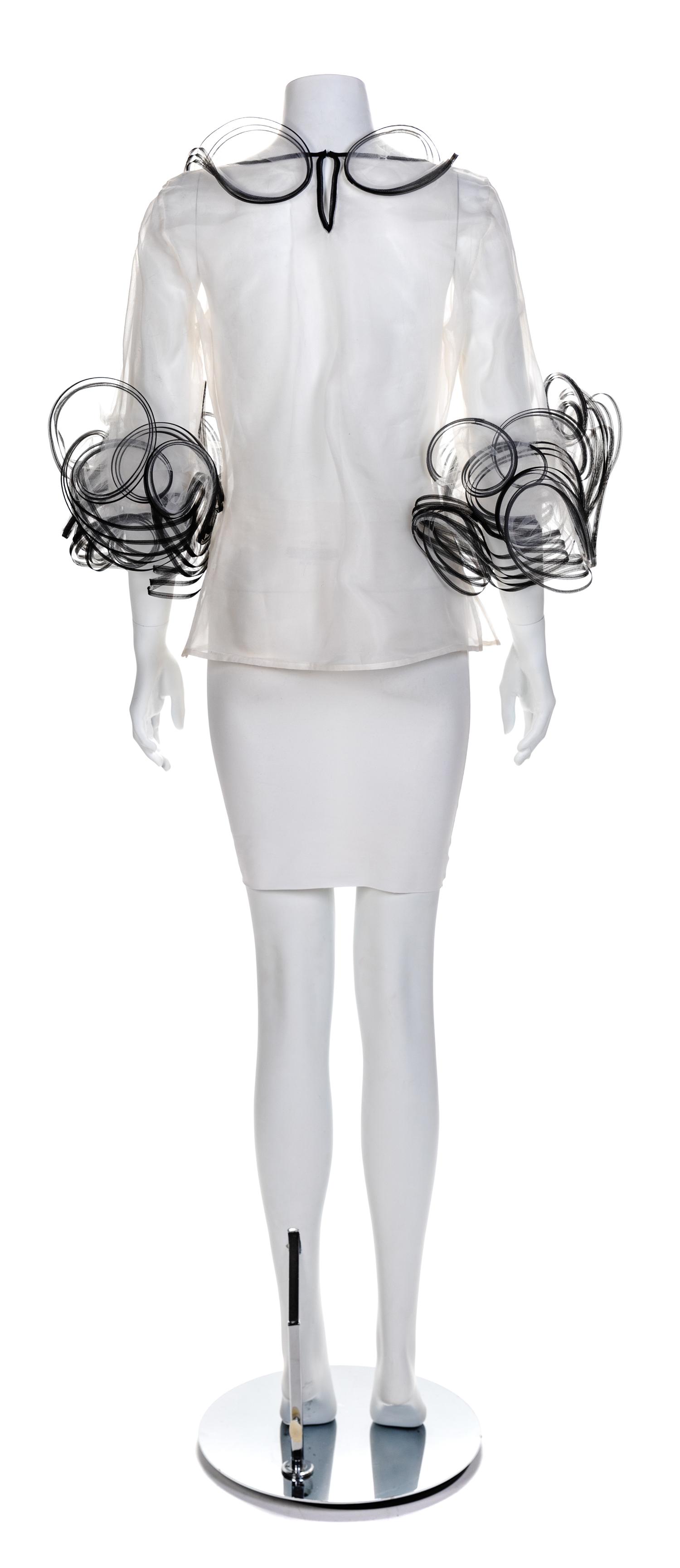 Oscar de la Renta Sheer Net Tulle Blouse, 2000s No size label