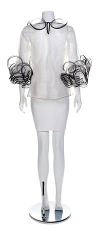 Oscar de la Renta Sheer Net Tulle Blouse, 2000s No size label