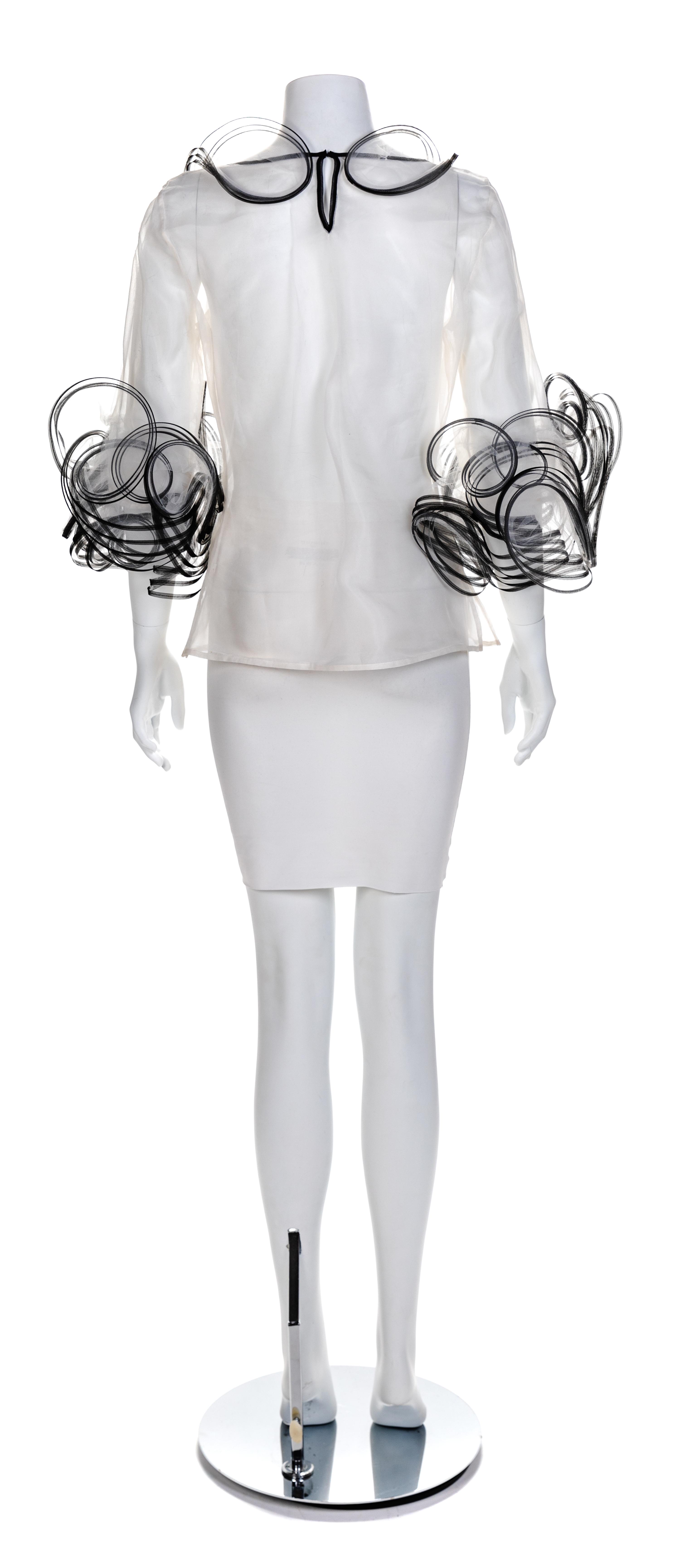 Oscar de la Renta Sheer Net Tulle Blouse, 2000s No size label