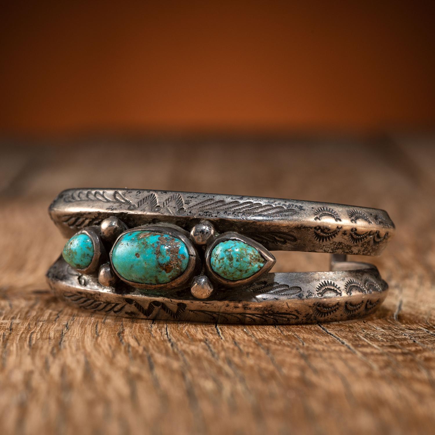 Navajo Silver and Turquoise Cuff Bracelet