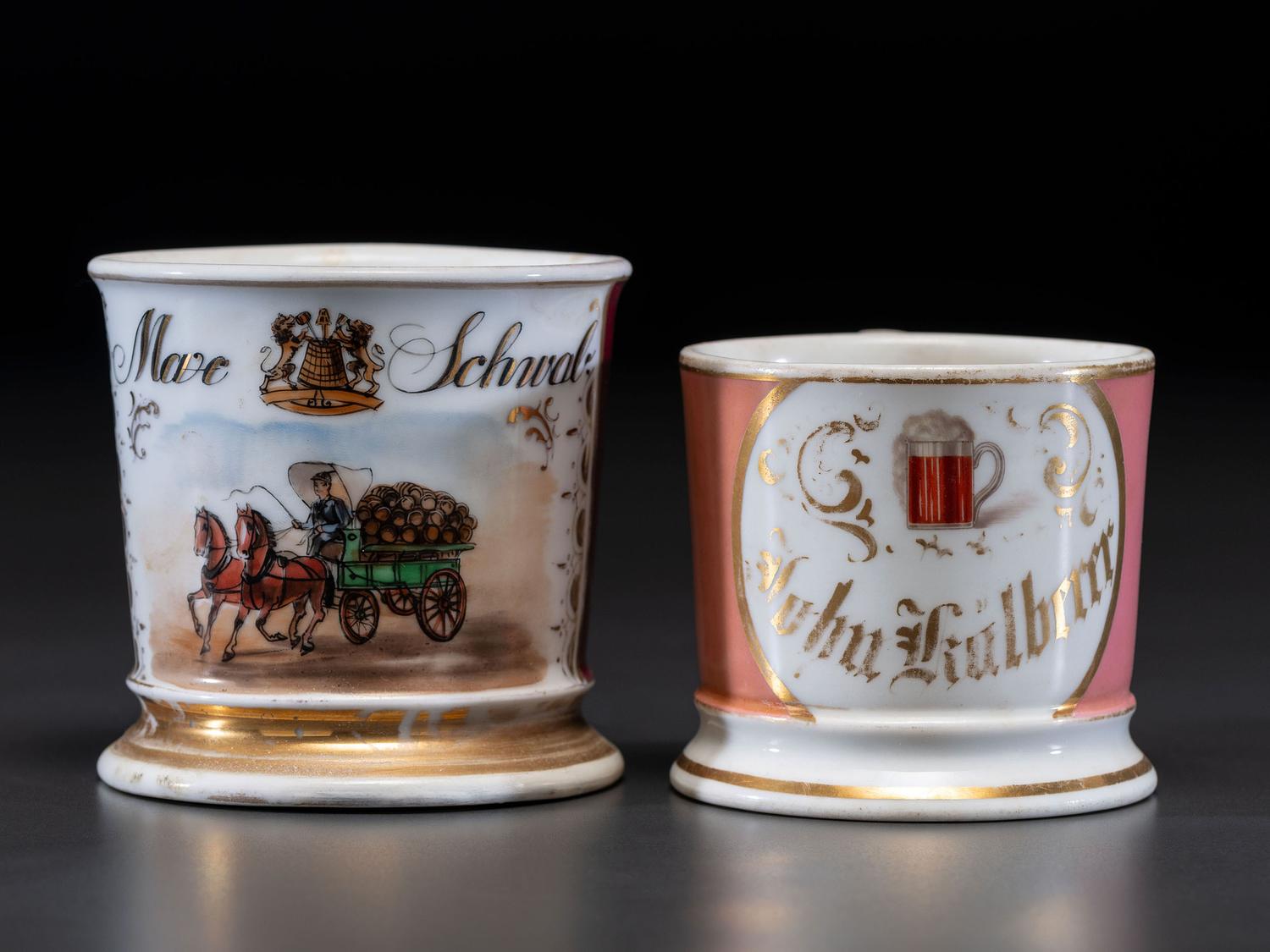 Two Brewer's Porcelain Occupational Shaving Mugs