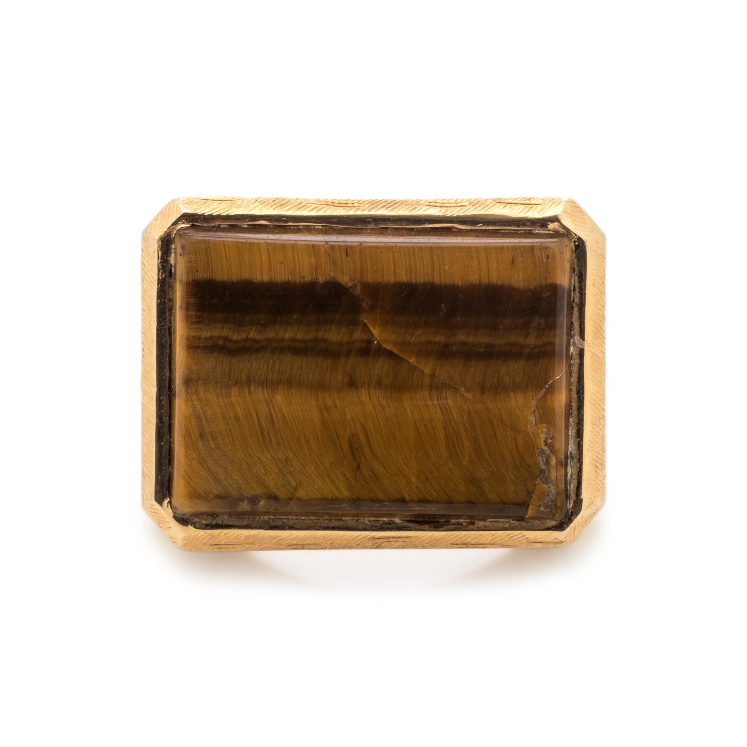 YELLOW GOLD AND TIGER'S EYE RING