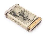 An American Celluloid and Mixed Metal Advertisement Match Safe Height 2 3/4 inches. — LATE 19TH/EARLY 20TH CENTURY