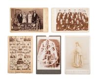 [EARLY PHOTOGRAPHY]. 83 cabinet & large format photos, incl. children, families, students, & a band