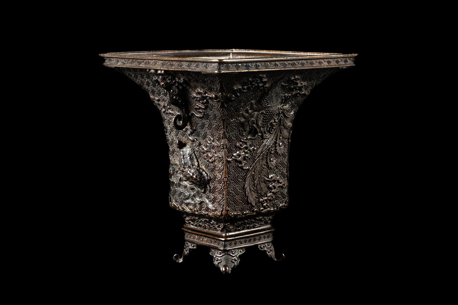 A Japanese Bronze Flower Vase