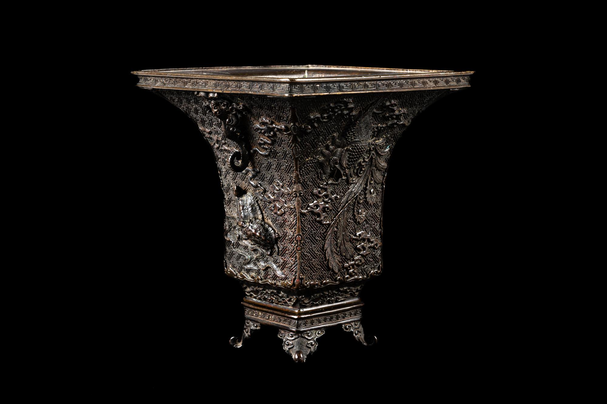 A Japanese Bronze Flower Vase