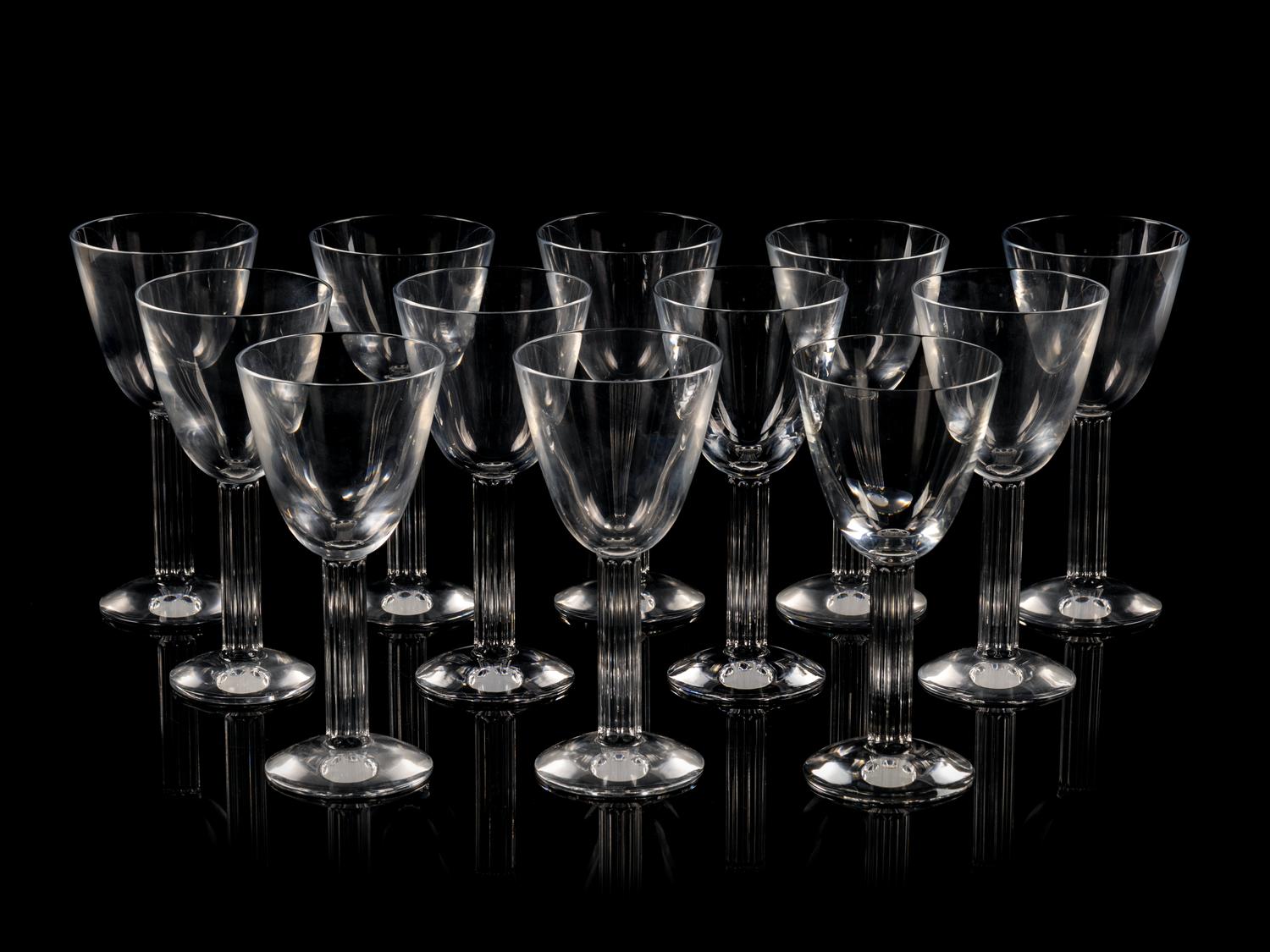 A Set of Twelve Baccarat Lyra Water Goblets
