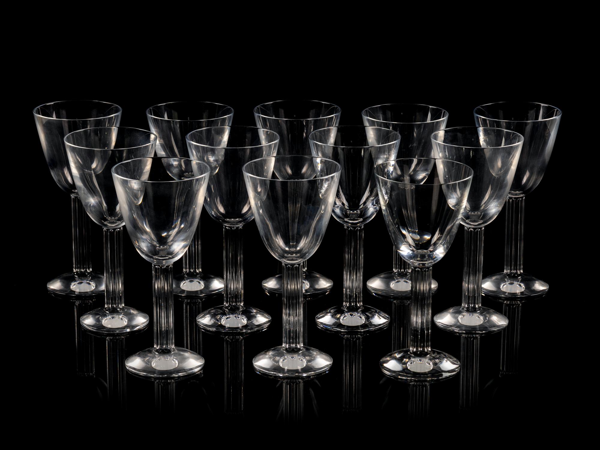 A Set of Twelve Baccarat Lyra Water Goblets