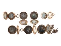 [EARLY PHOTOGRAPHY]. A group of 7 lockets containing 15 daguerreotype portraits.