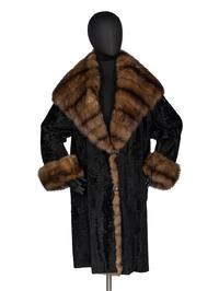J. Mendel Broadtail Coat With Sable Trim