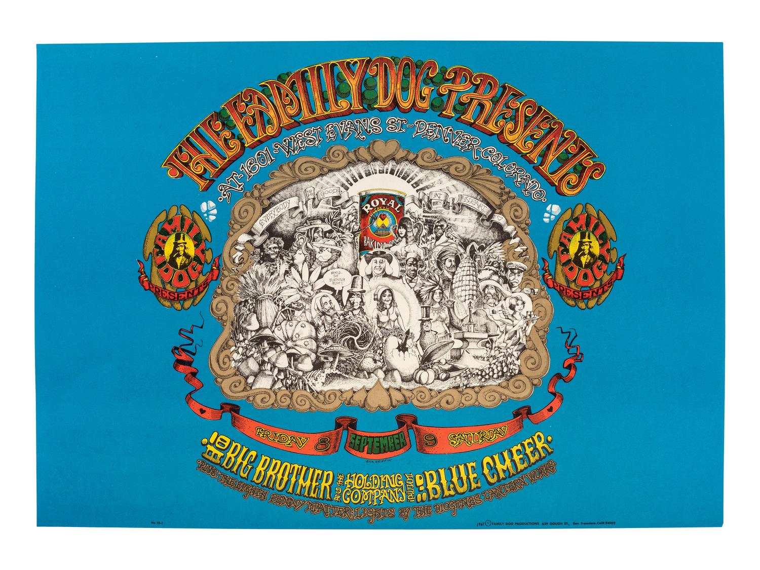 [MUSIC] -- [POSTERS]. GRIFFIN, Rick, artist. The Family Dog Presents Big Brother and the Holding Company/Janis Joplin in Denver, Colorado. San Francisco, CA: Family Dog Productions, 1967.