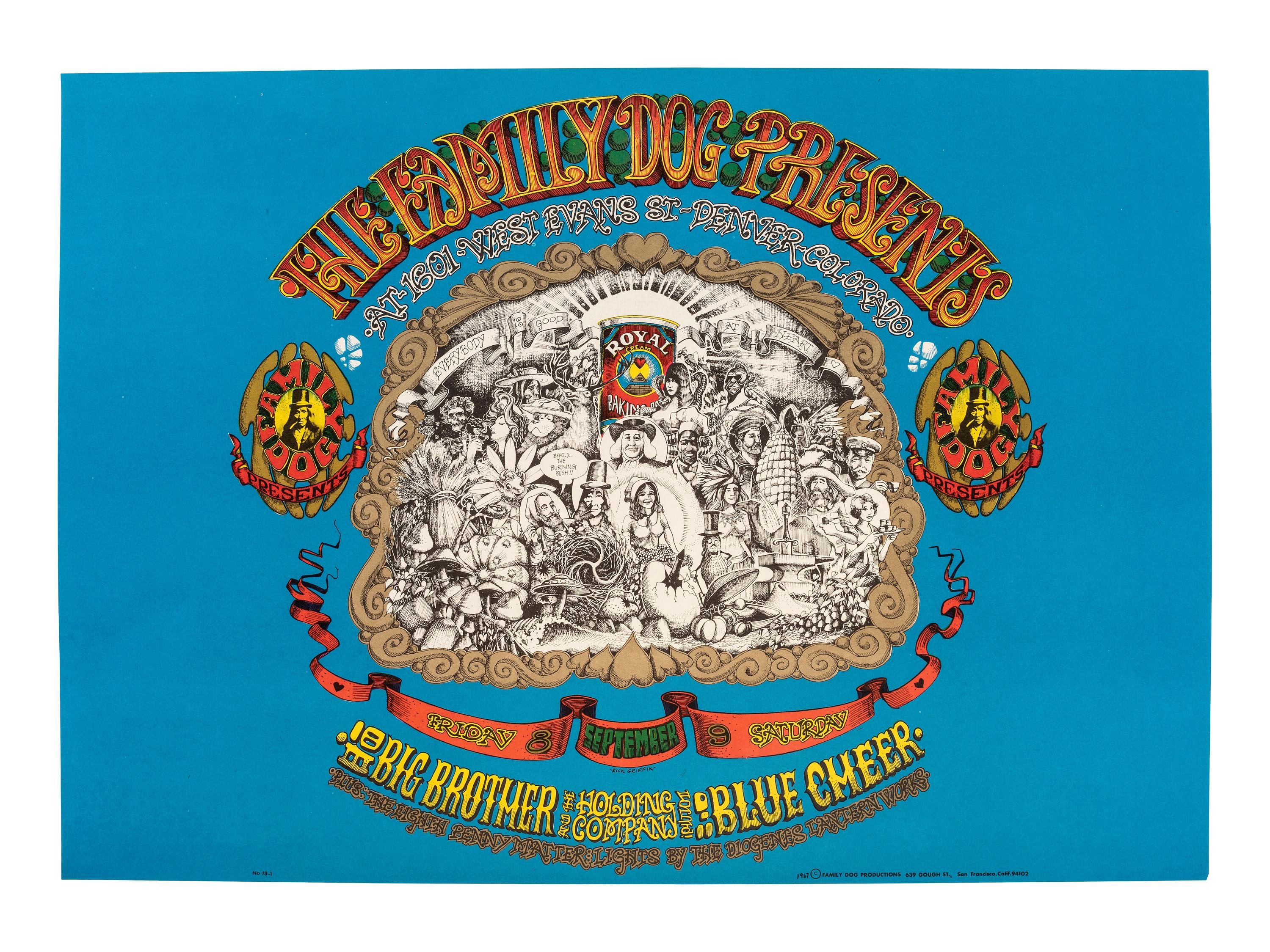 [MUSIC] -- [POSTERS]. GRIFFIN, Rick, artist. The Family Dog Presents Big Brother and the Holding Company/Janis Joplin in Denver, Colorado. San Francisco, CA: Family Dog Productions, 1967.