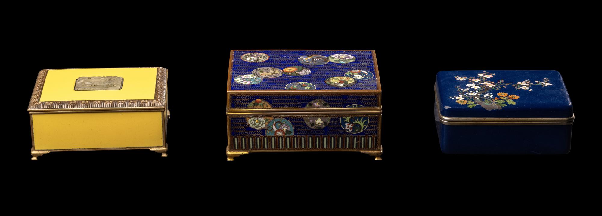Three Japanese Cloisonné Enamel Rectangular Boxes