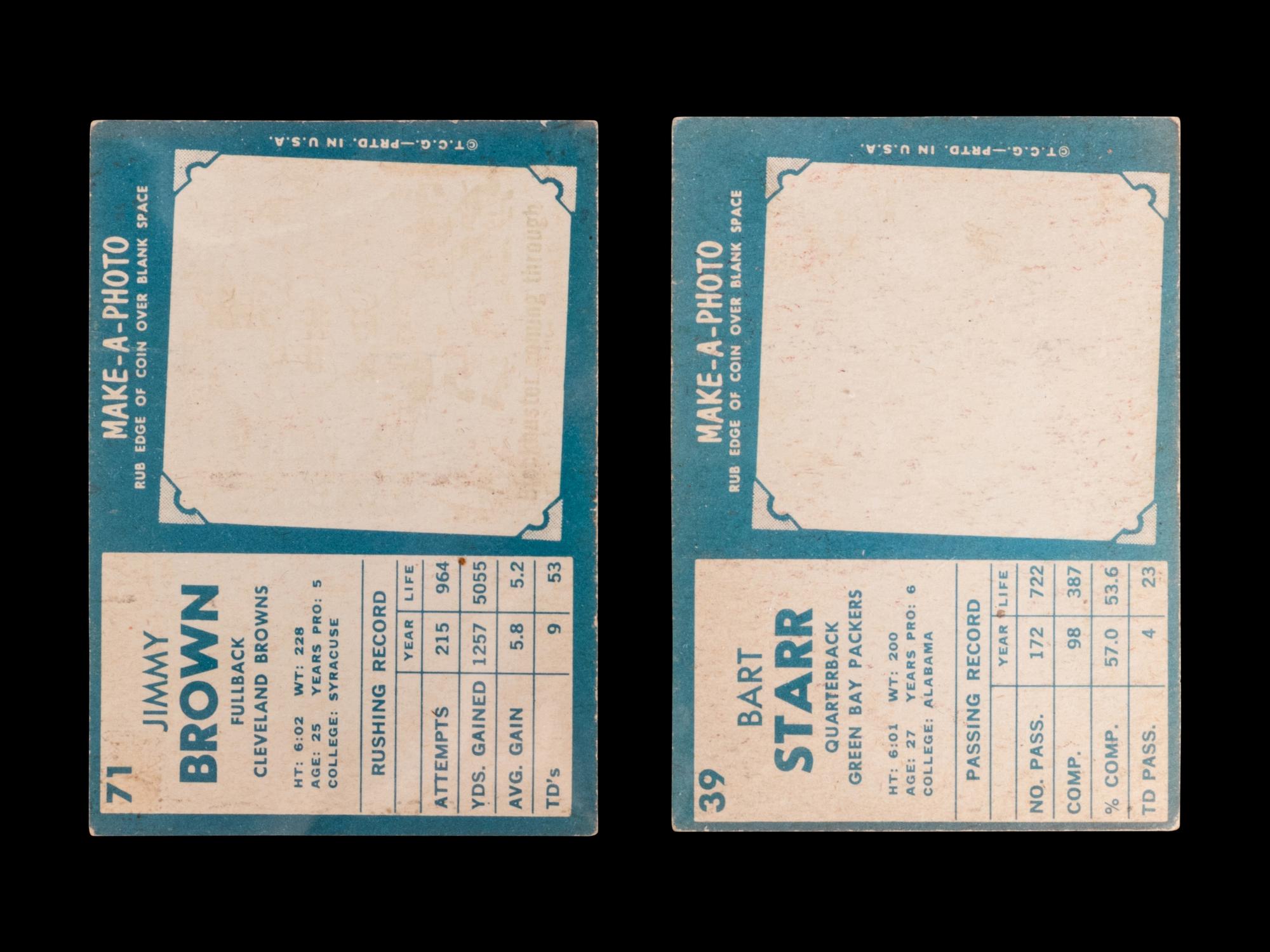 A Group of Assorted 1961 Topps Football Cards Including Jim Brown and Bart Starr,