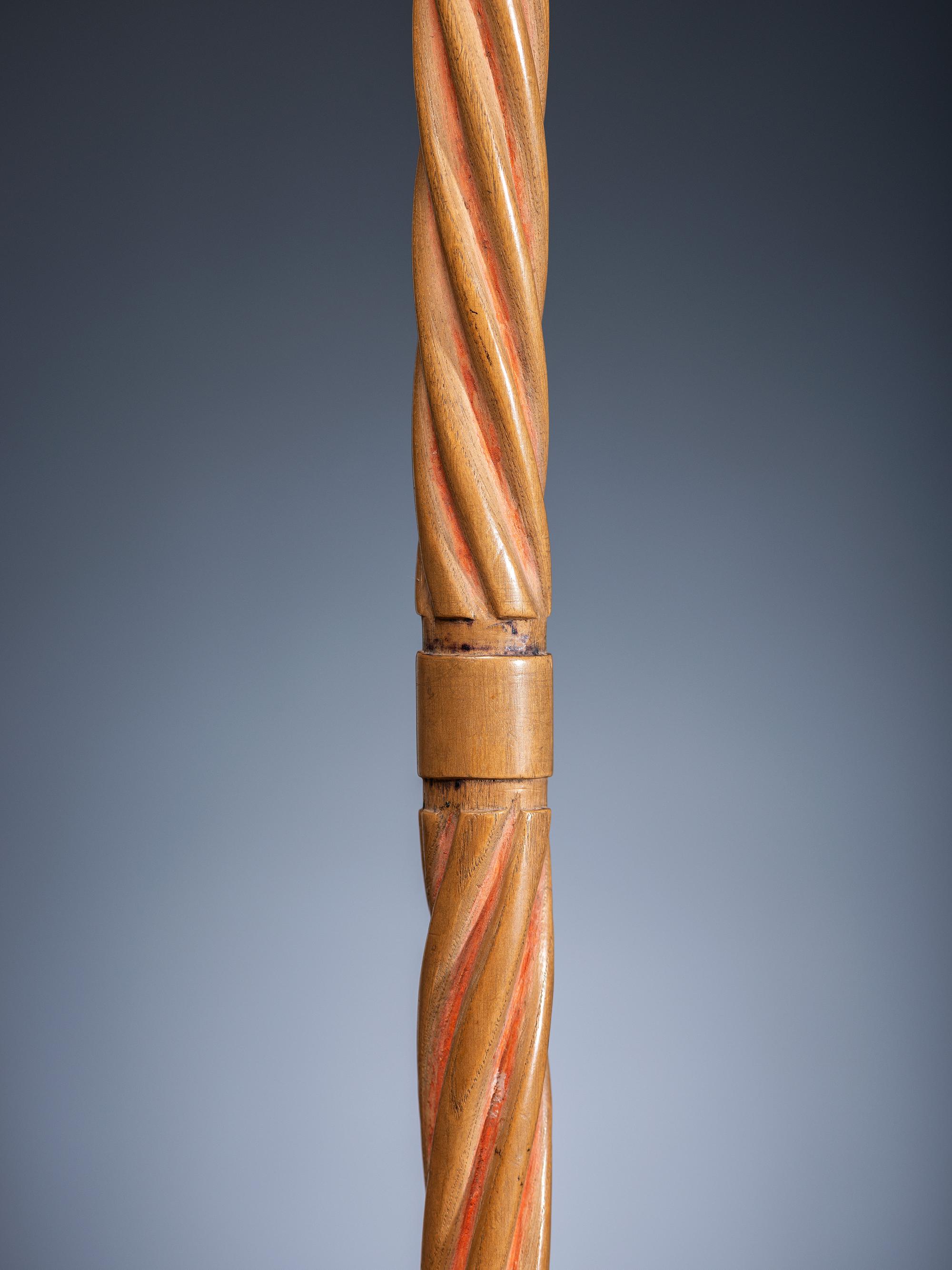 Plains Polychrome Twisted Wood Stem, with Catlinite Bowl