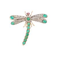 VINTAGE, EMERALD AND DIAMOND DRAGONFLY BROOCH
