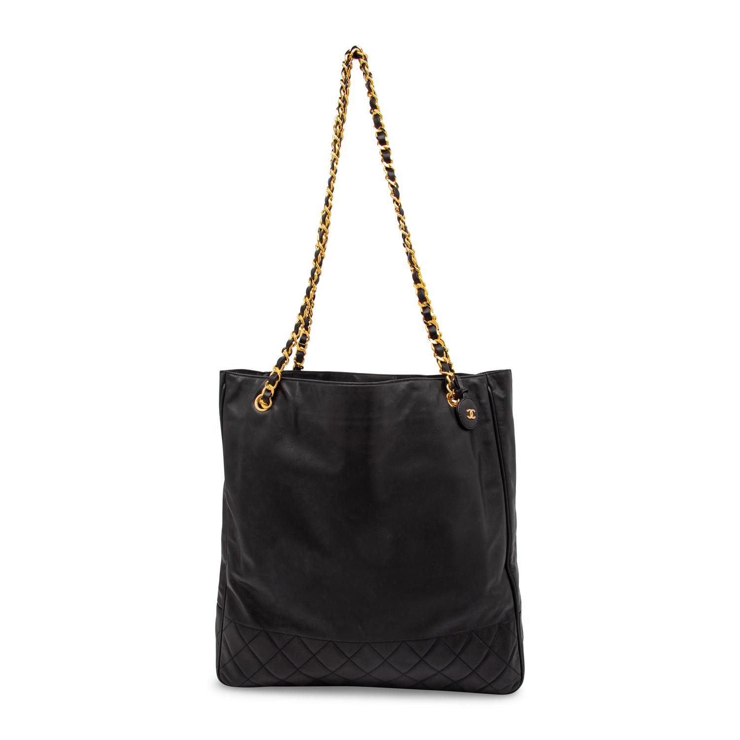 Chanel, Large Black Leather Tote