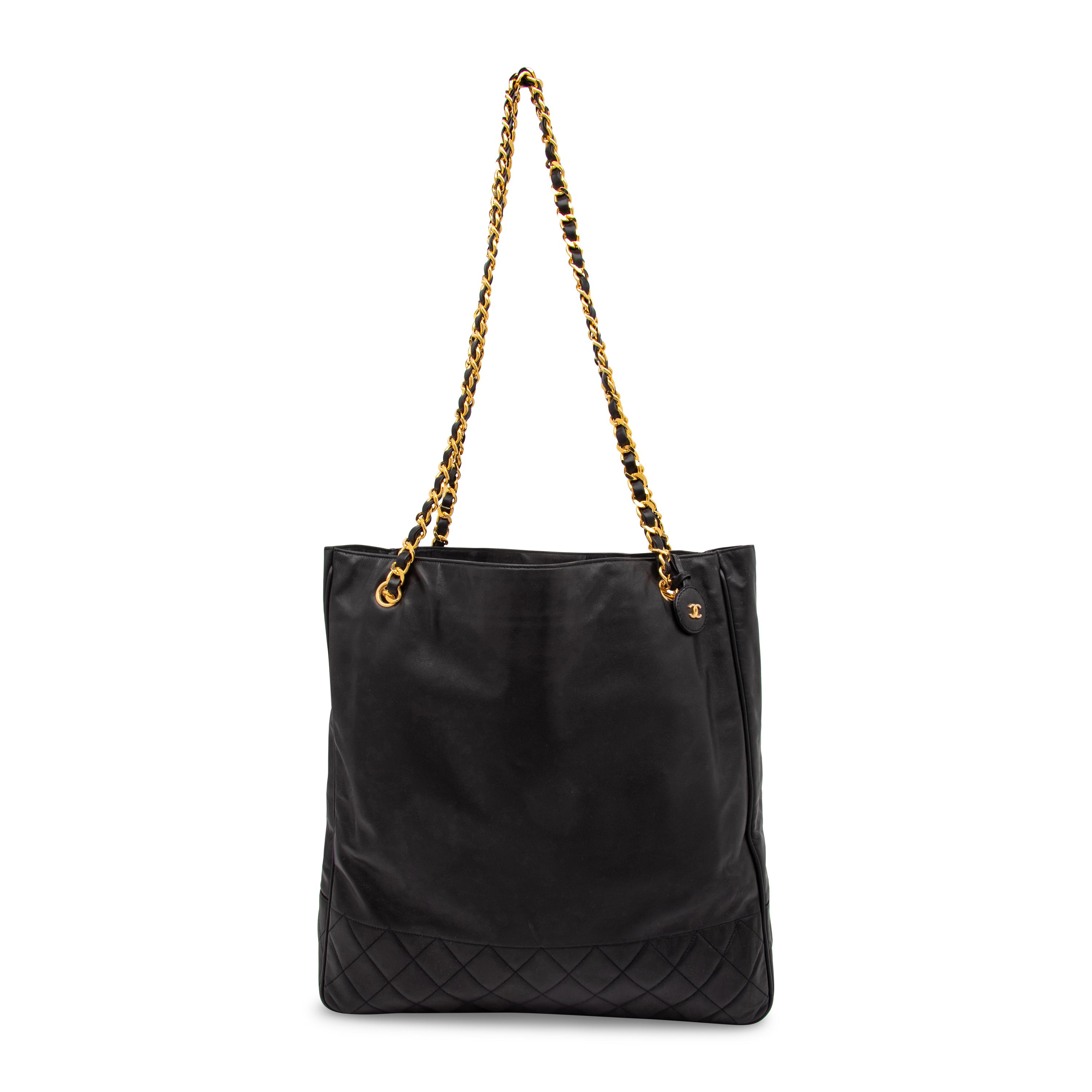 Chanel, Large Black Leather Tote