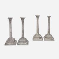 A set of four English sterling silver candlesticks Goldsmiths & Silversmiths Co., Ltd., London, 1913