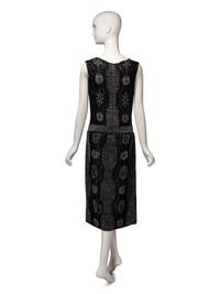 Haute Couture Black Beaded Wrap Dress, c. 1920's