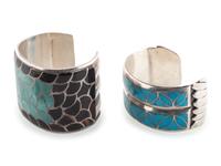 Zuni Silver and Channel Inlay Cuff Bracelets