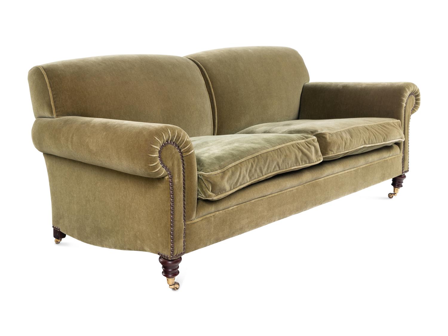 A George Smith Velvet Upholstered Two Seat Sofa