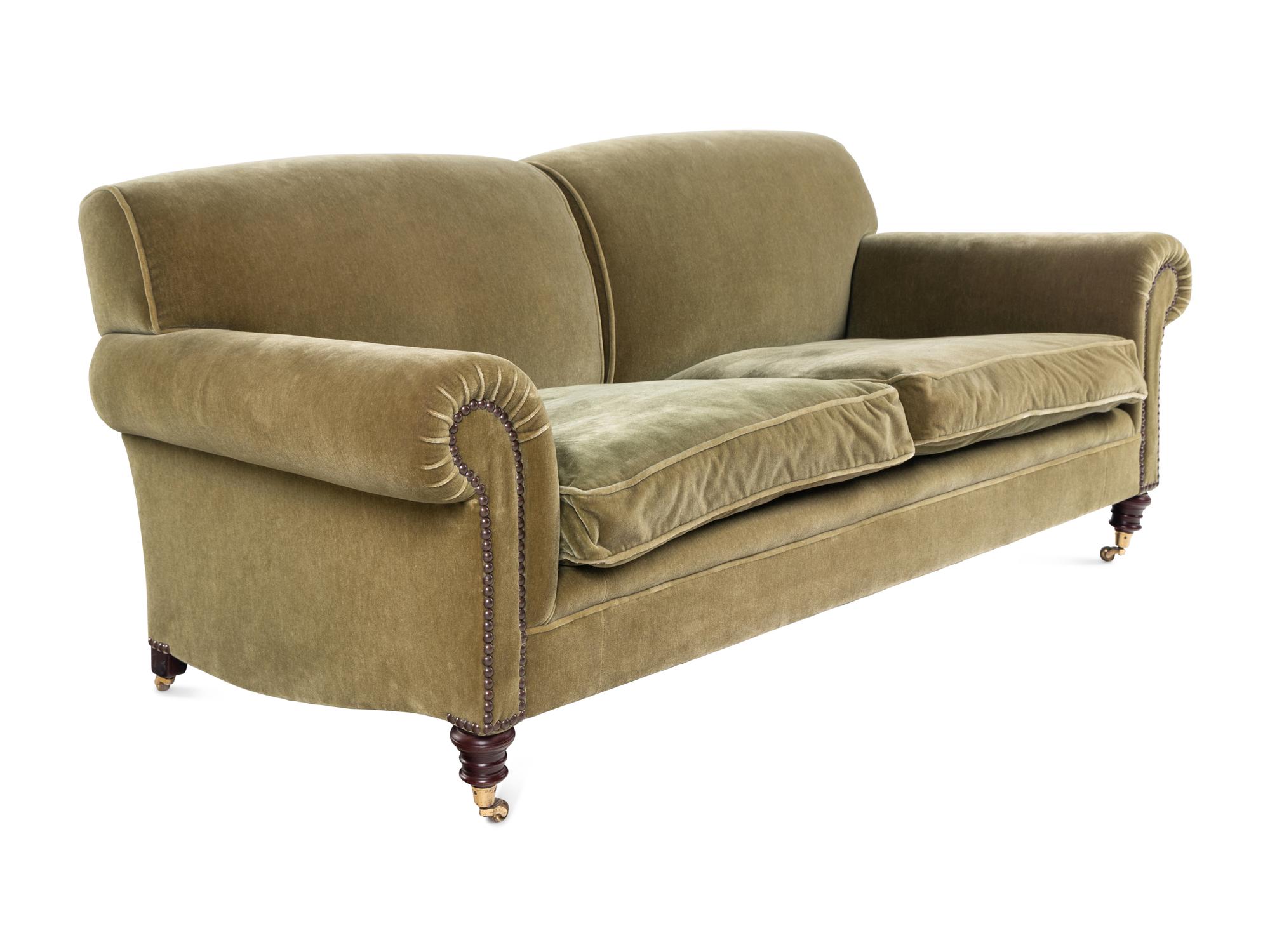 A George Smith Velvet Upholstered Two Seat Sofa