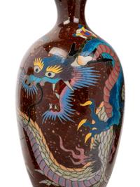Seven Japanese Brown Ground Cloisonné Enameled Articles