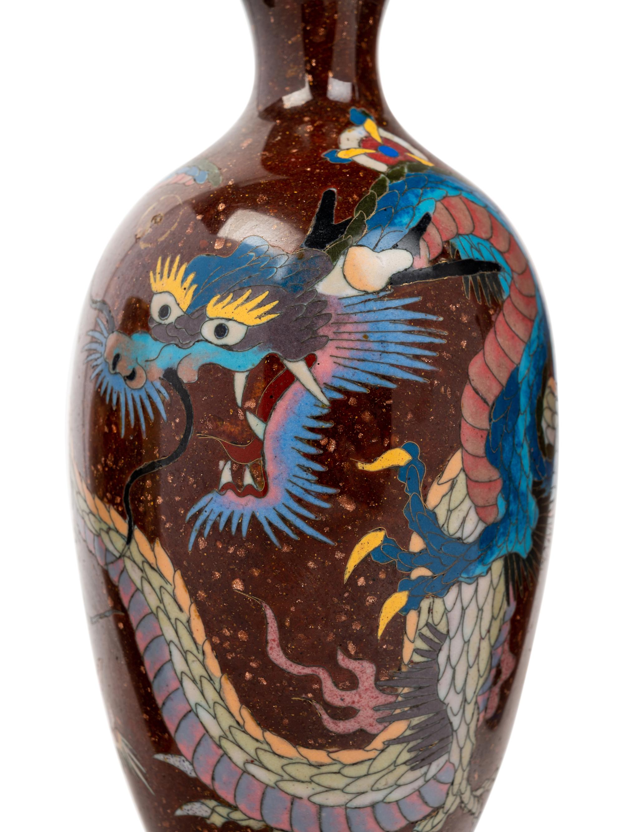 Seven Japanese Brown Ground Cloisonné Enameled Articles