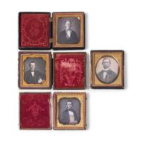 [Early Photography] Group of 36 Sixth Plate Daguerreotypes of Men with Unique Hairstyles or Facial Hair