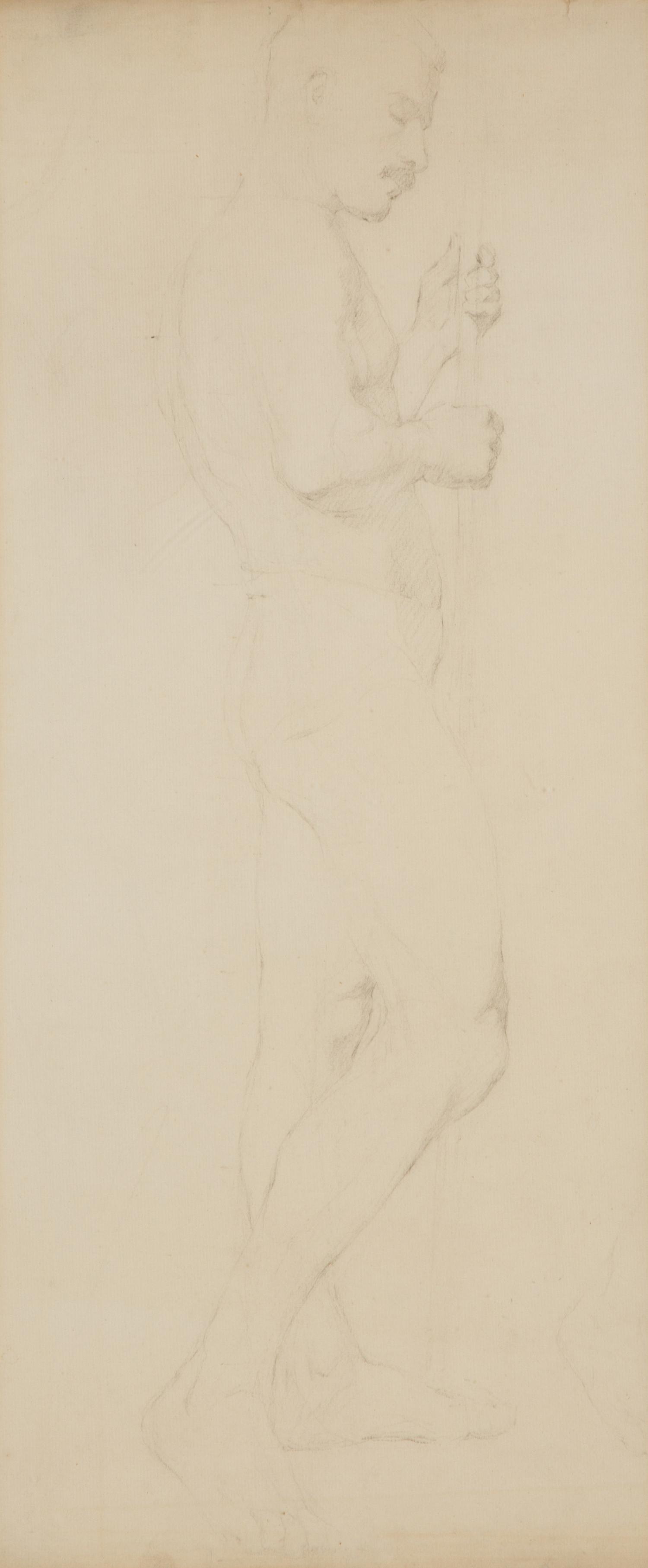 A Pair of French Charcoal Male Figure Studies — 20TH CENTURY