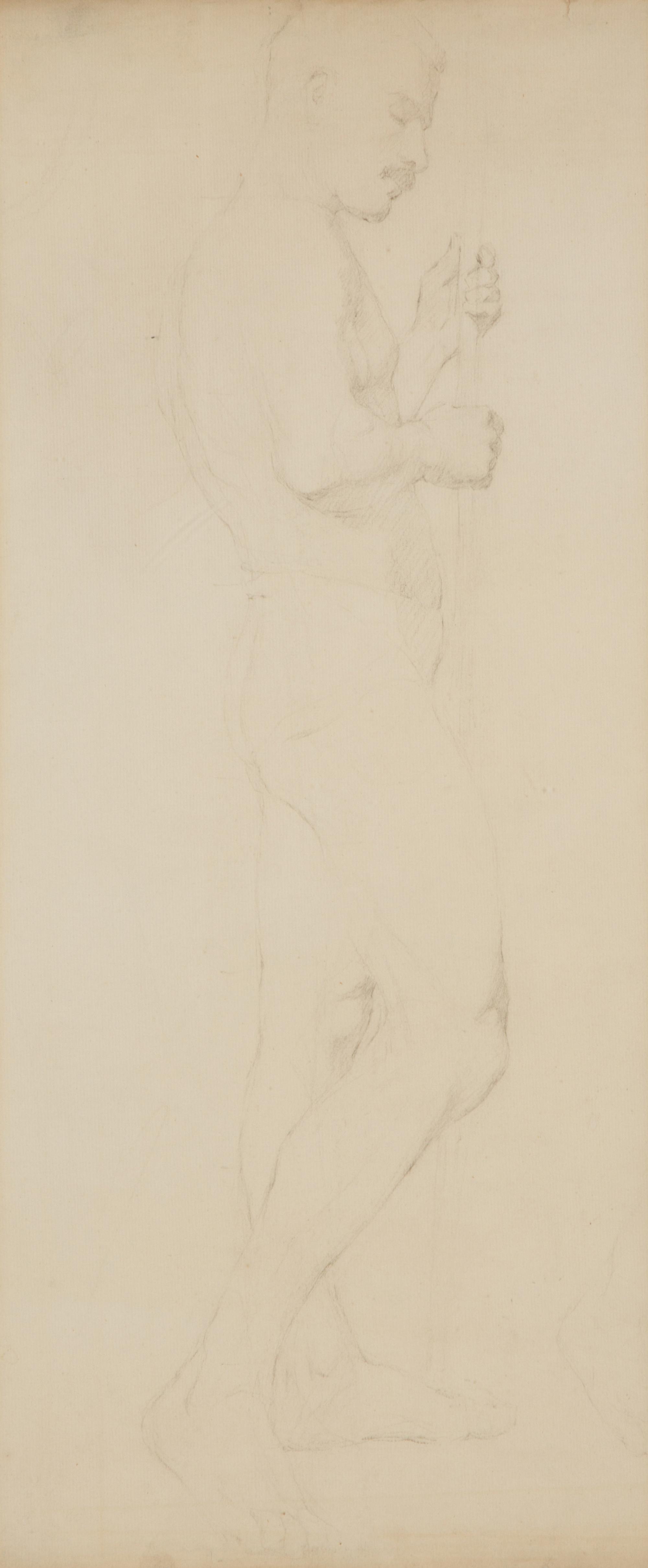A Pair of French Charcoal Male Figure Studies — 20TH CENTURY