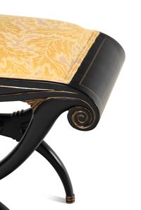 A Regency Style Black and Gilt Decorated Curule Form Stool
