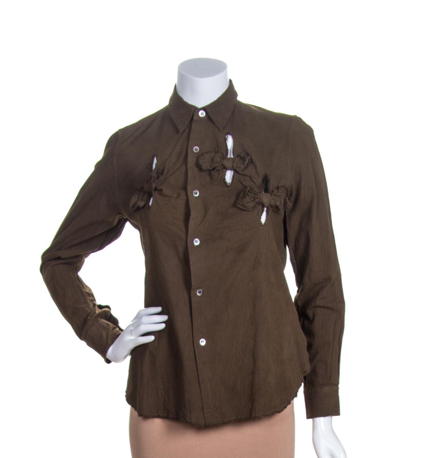 A Comme des Garcons Olive Cotton Top, Size M.