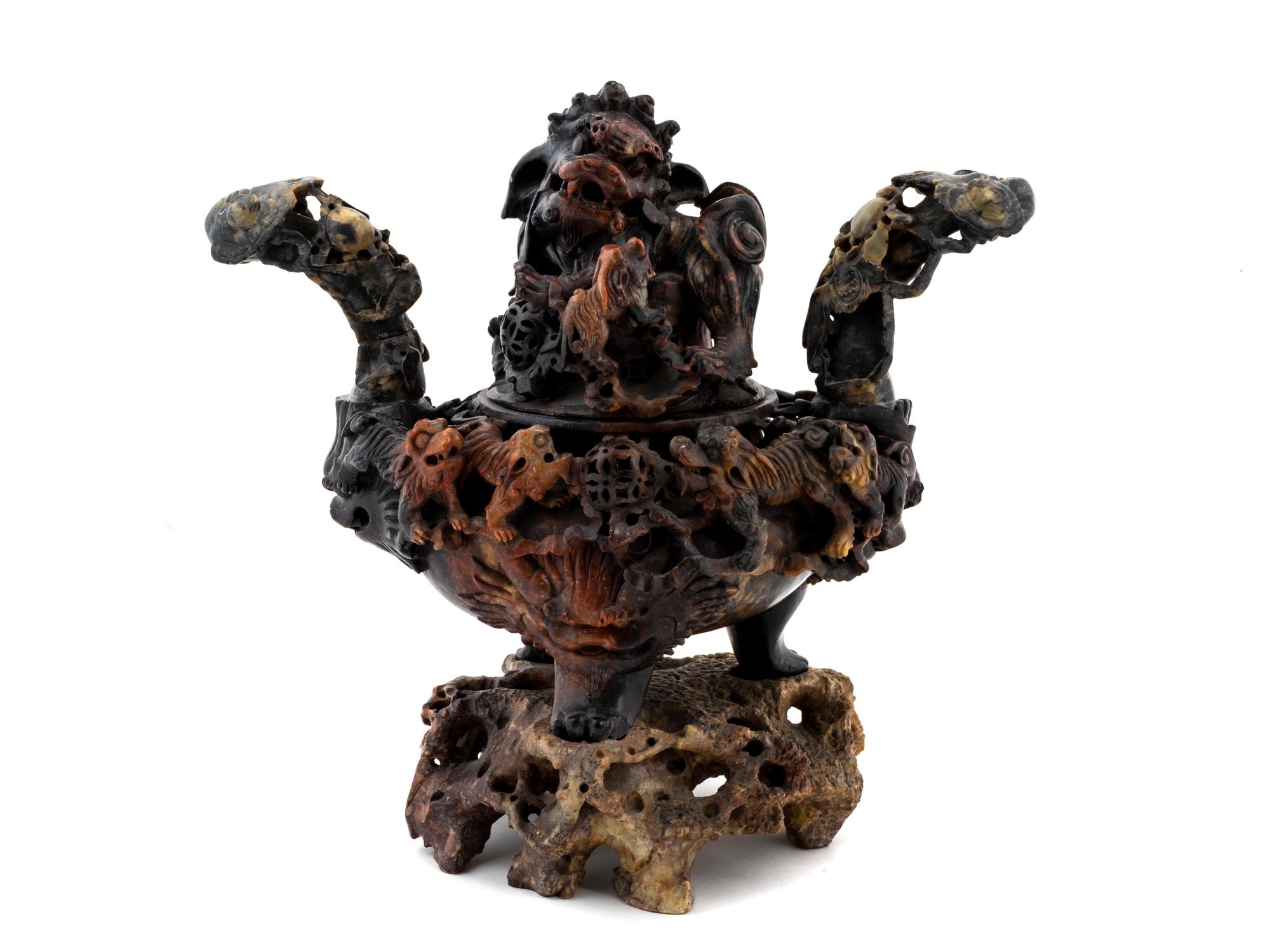A Chinese Carved Soapstone Censer — 19TH CENTURY