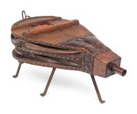 A Large Oak and Leather Bellows on Stand