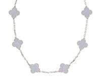 VAN CLEEF & ARPELS, CHALCEDONY AND WHITE GOLD 'VINTAGE ALHAMBRA' NECKLACE