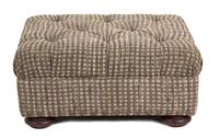 A Pair of Upholstered Button-Tufted Armchairs with a Matching Ottoman Height 37 inches. — 20TH CENTURY