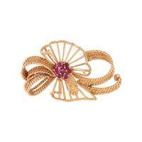 YELLOW GOLD AND RUBY BROOCH