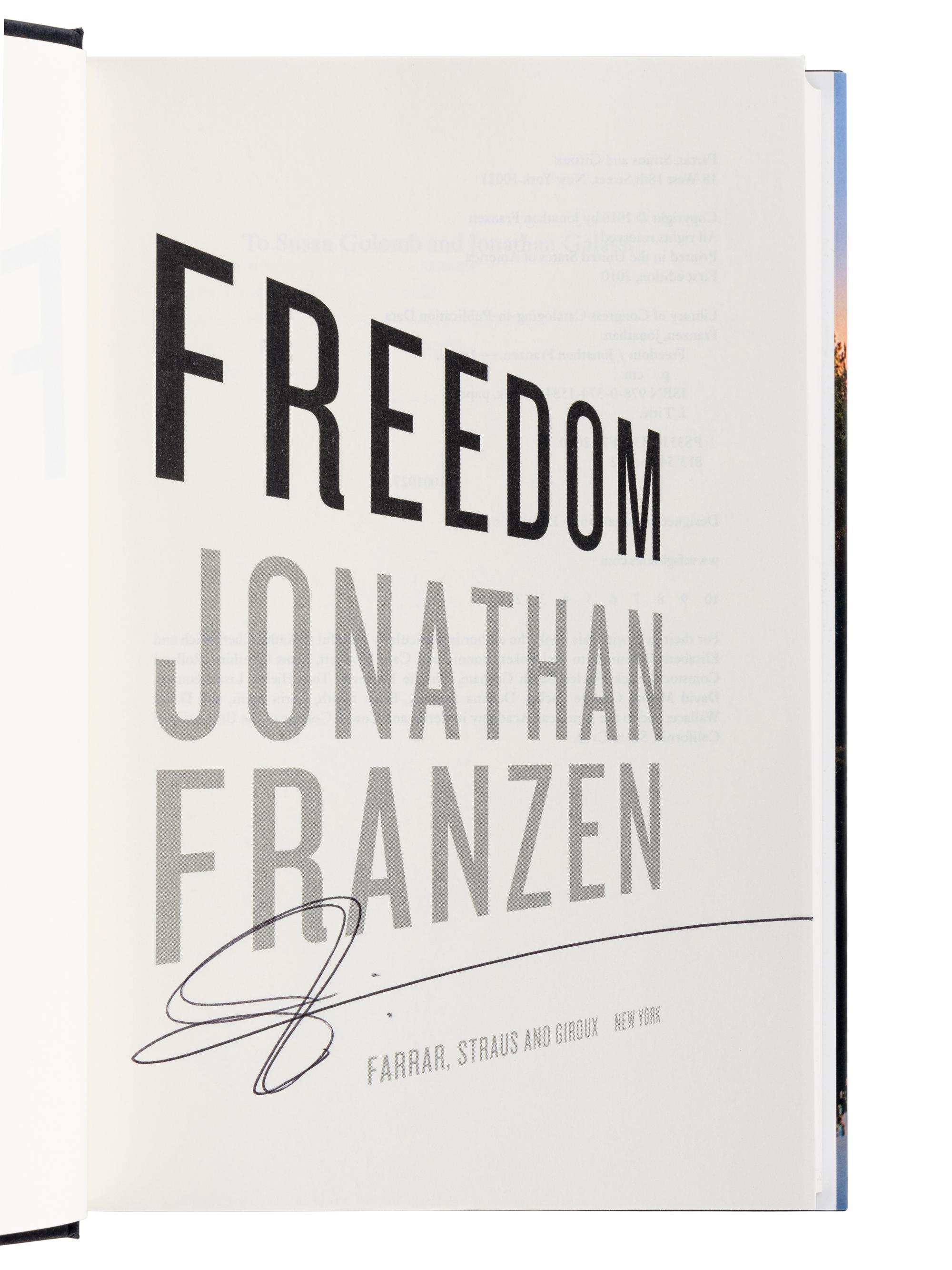FRANZEN, Jonathan (b. 1959). A group of 5 SIGNED FIRST EDITIONS, comprising: