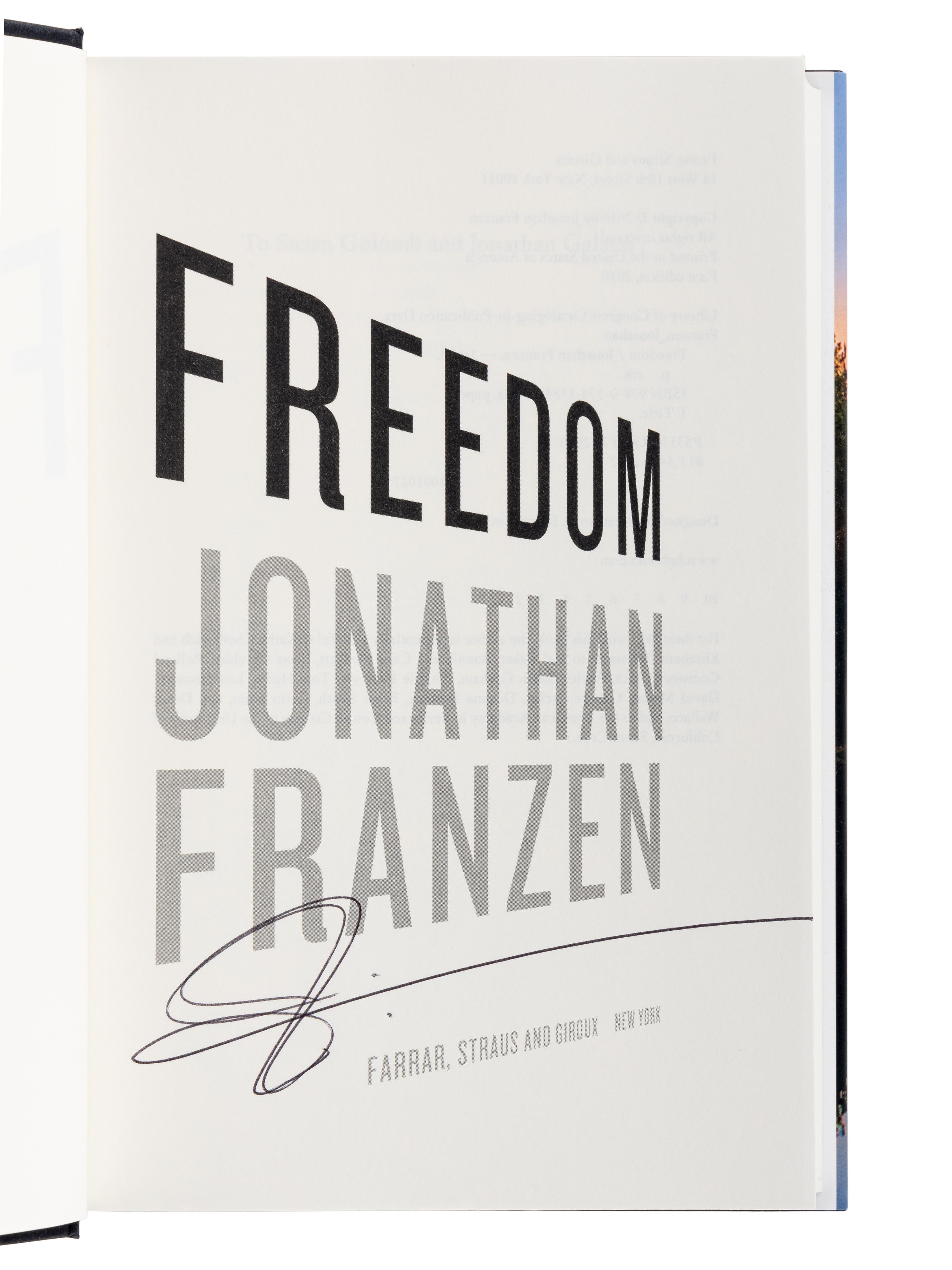 FRANZEN, Jonathan (b. 1959). A group of 5 SIGNED FIRST EDITIONS, comprising: