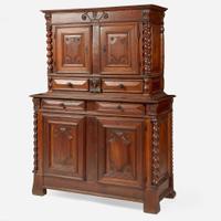 A Louis XIV walnut step-back cupboard, 17th century with later modifications