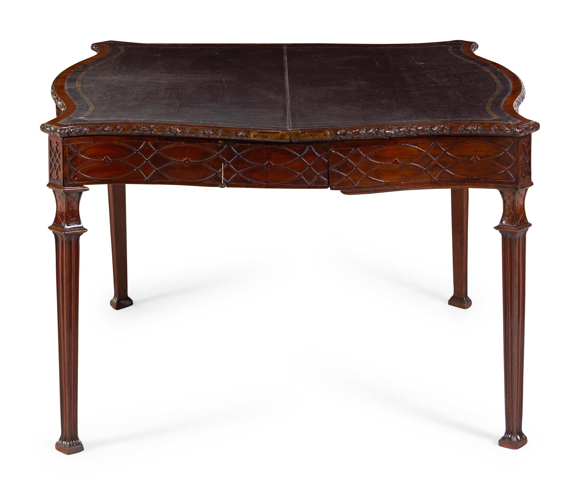 A Chinese Chippendale Carved Mahogany Game Table