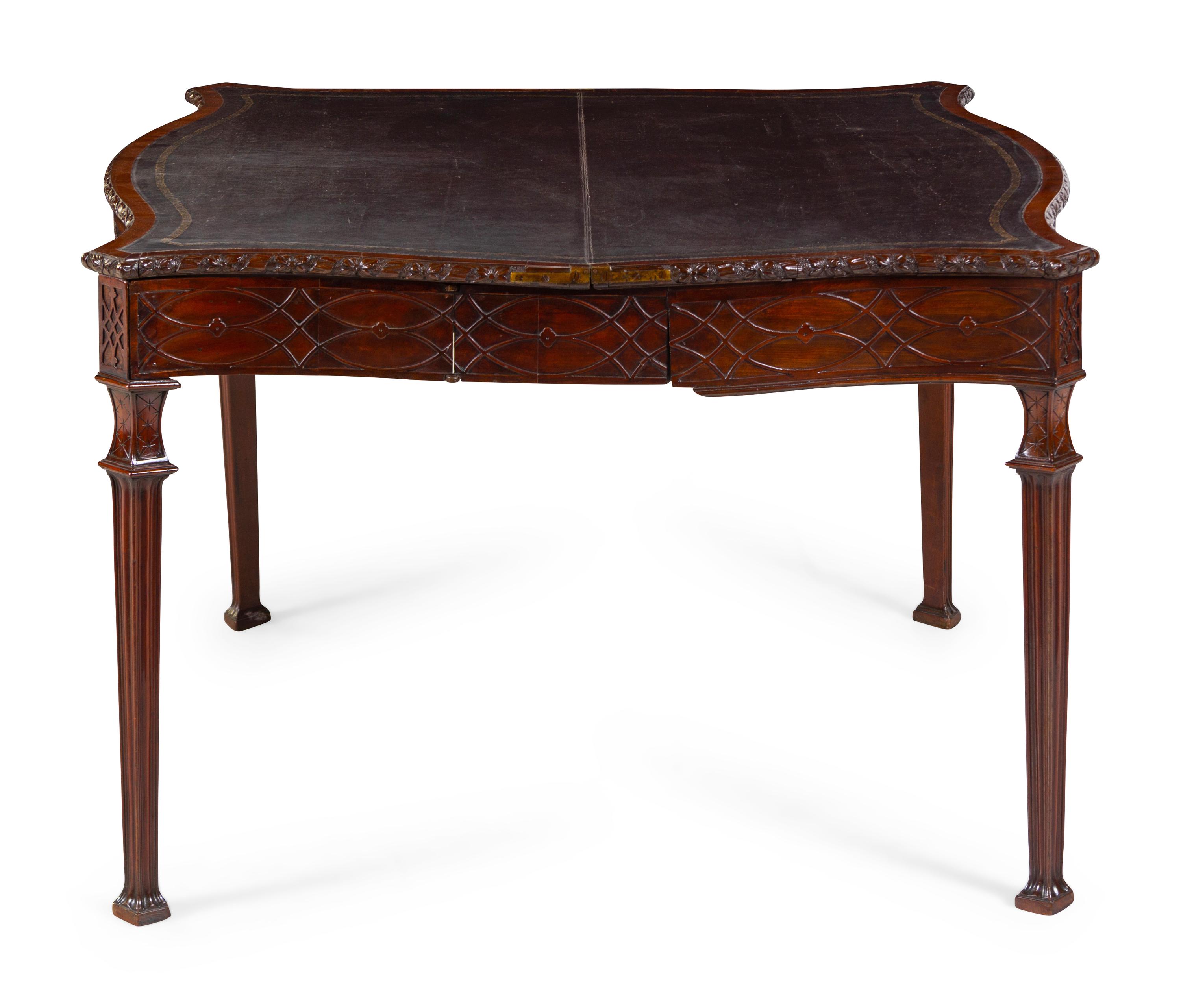 A Chinese Chippendale Carved Mahogany Game Table