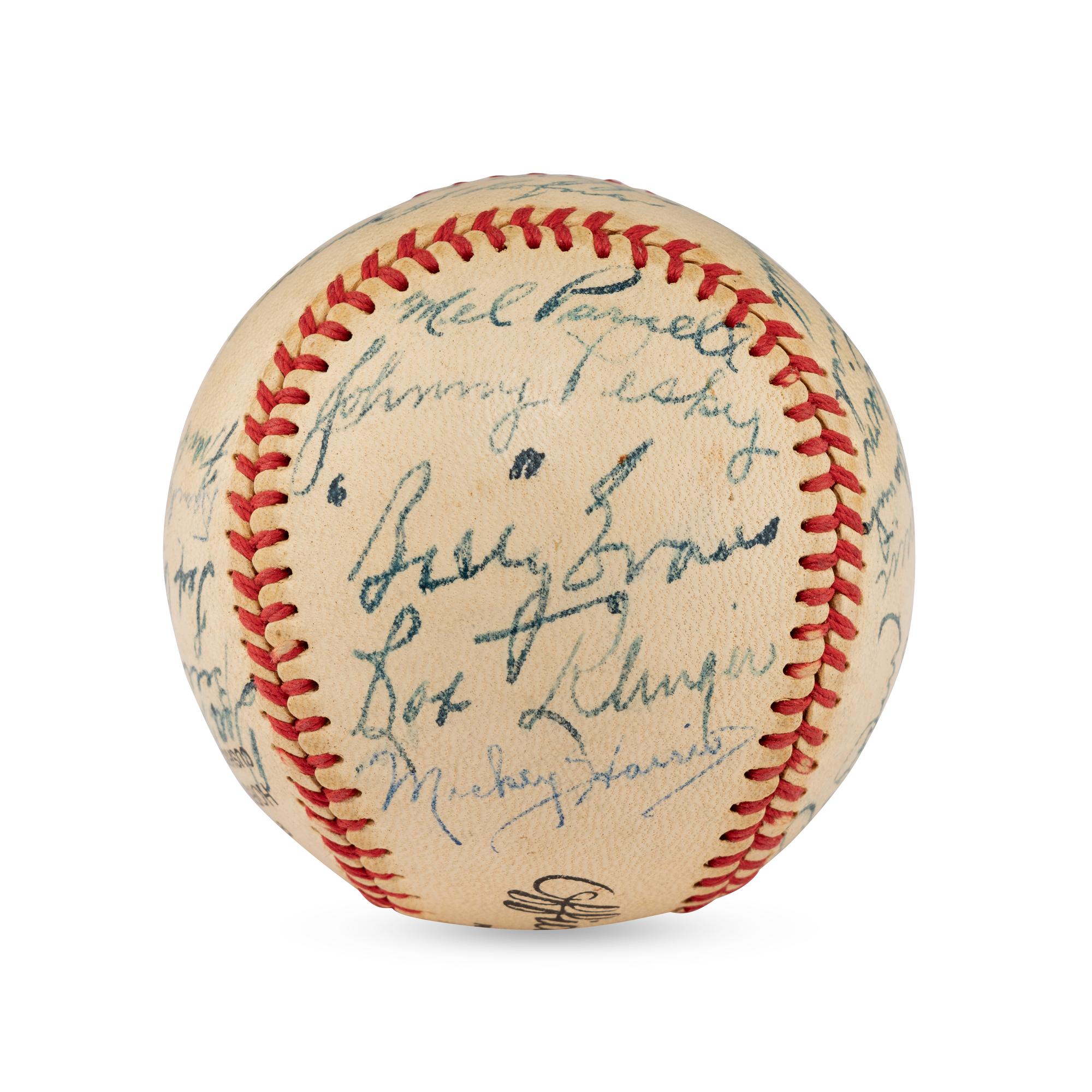 A 1947 Boston Red Sox Team Signed Autograph Baseball Featuring Ted Williams and Multiple Hall of Famers (PSA Letter of Authenticity),