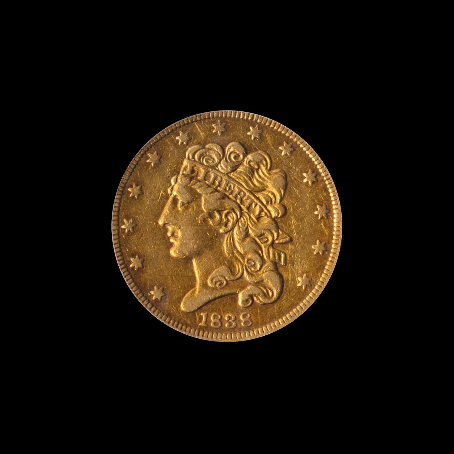 A United States 1838 Classic Head $5 Gold Coin