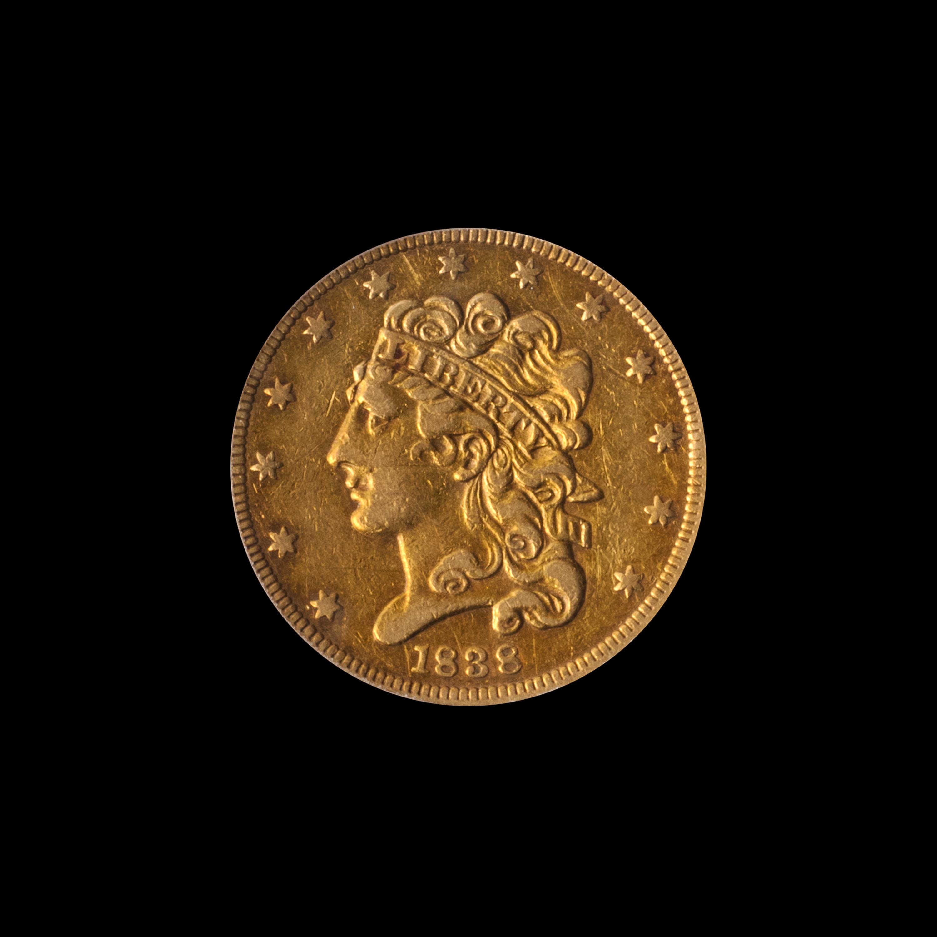 A United States 1838 Classic Head $5 Gold Coin