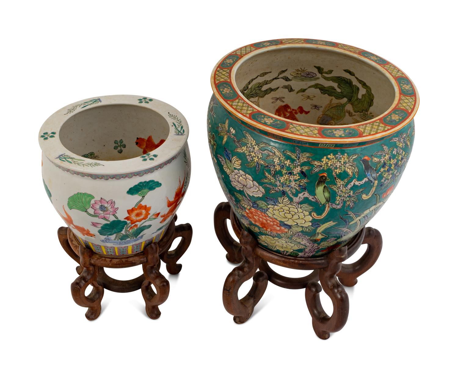 Two Chinese Famille Rose Porcelain Jardinières