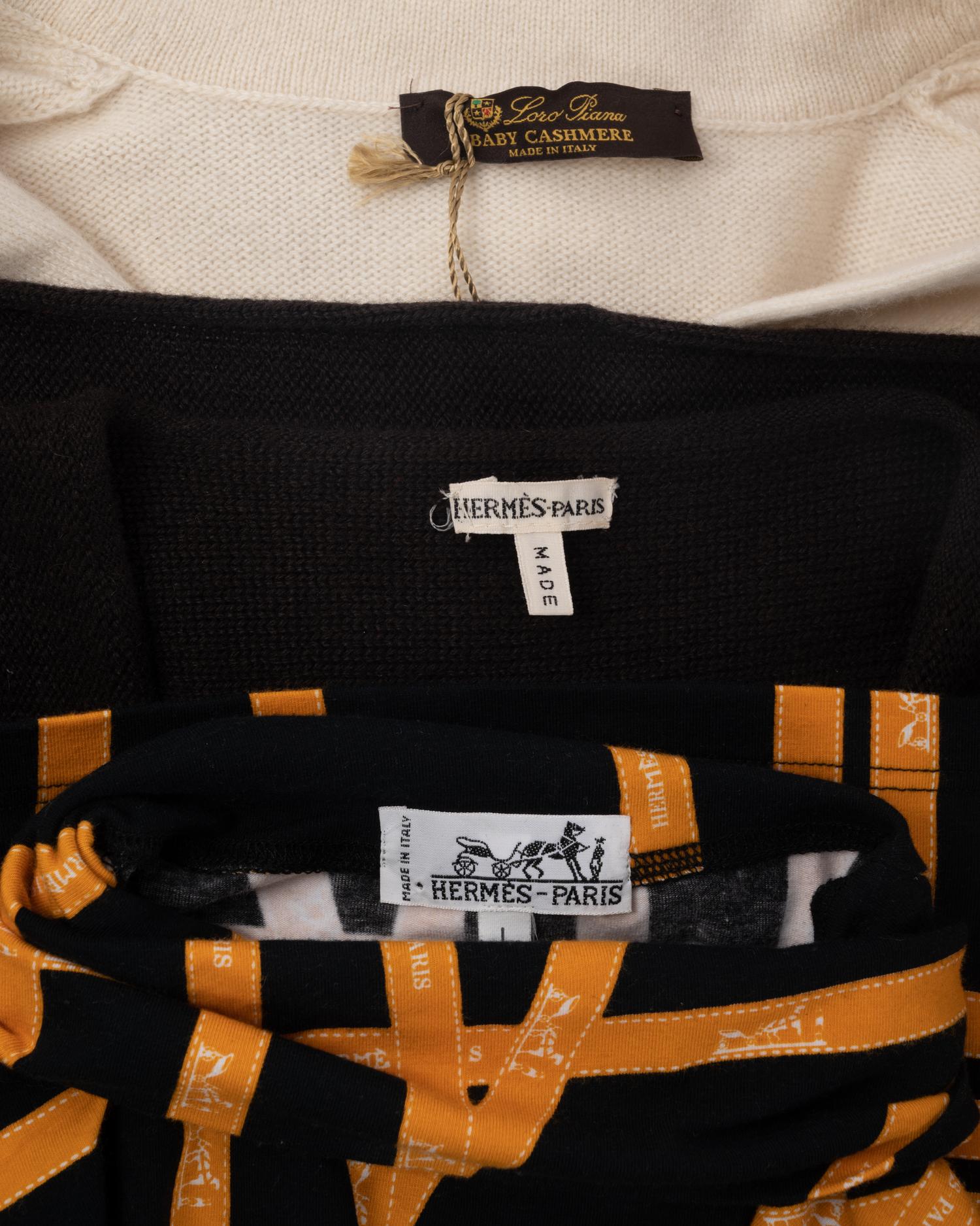 Three Designer Knit Tops: One Hermès Cardigan, One Hermès Turtleneck, One Loro Piana Sweater, 2000s