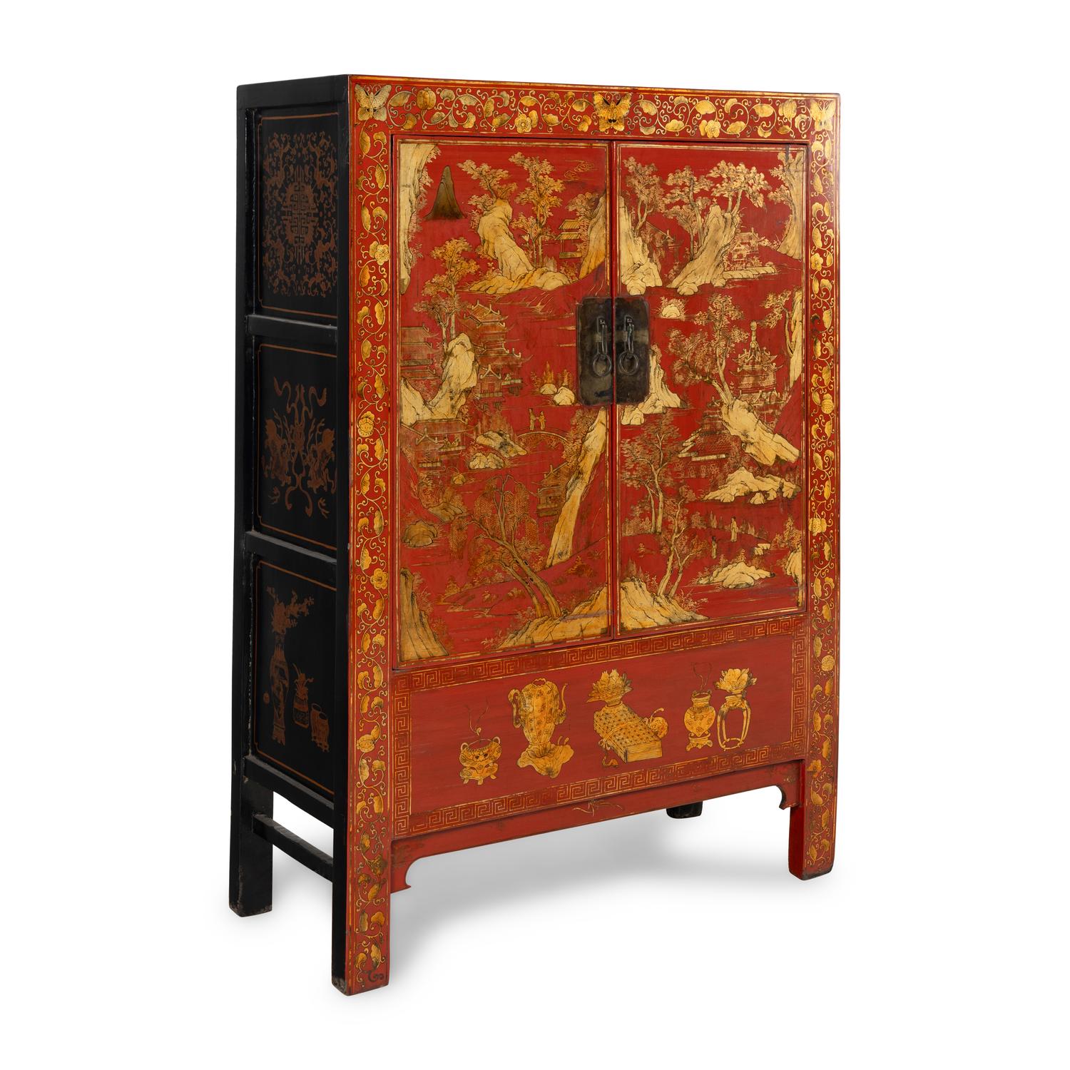 A Chinese Red Lacquer Cabinet